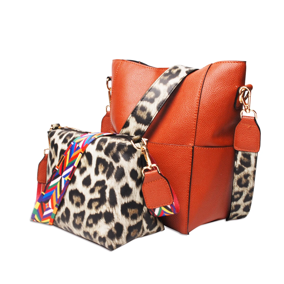 

Personalized Monogram PU Leopard Custom Logo Guitar Strap Women's Bags Set DMA71735