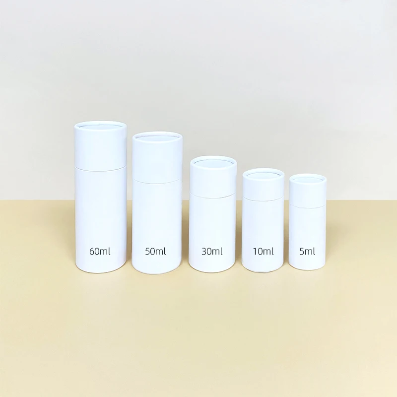 

Factory wholesale 5cm*14cm Stock white Kraft paper Cosmetic Essential Oil Bottle Packaging Paper Tubes
