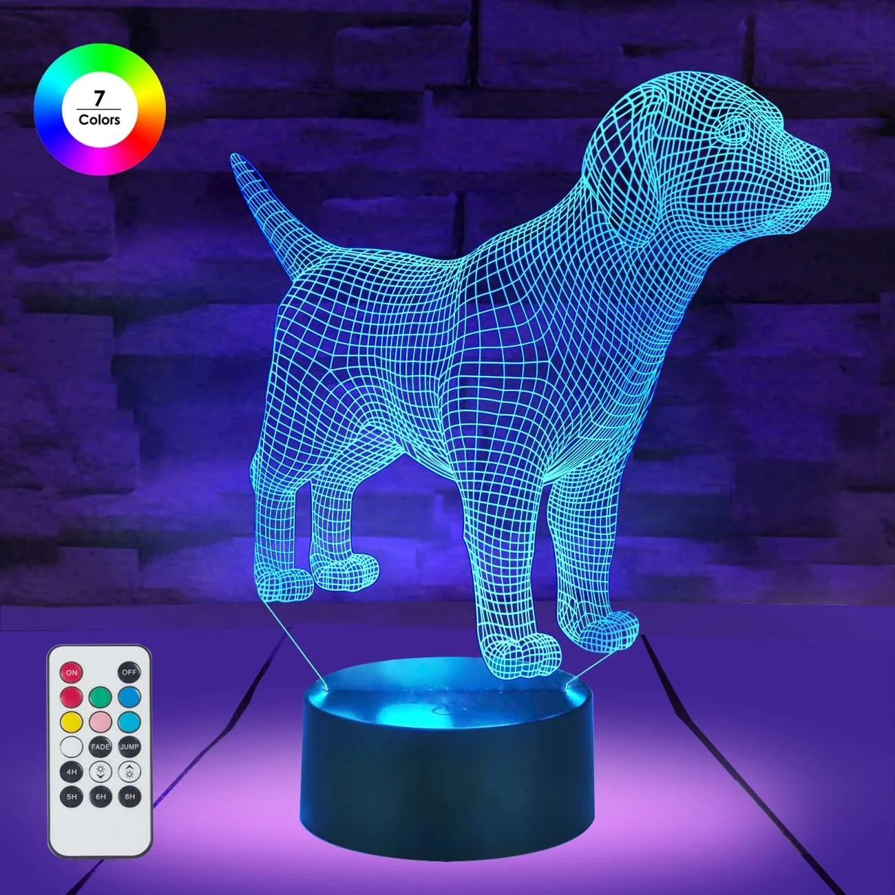 

In stock 7 Colors 3 Working Modes Timer Function Remote and Touch Control Dog Puppy Night Lights Dimmable LED Multicolor Lamp