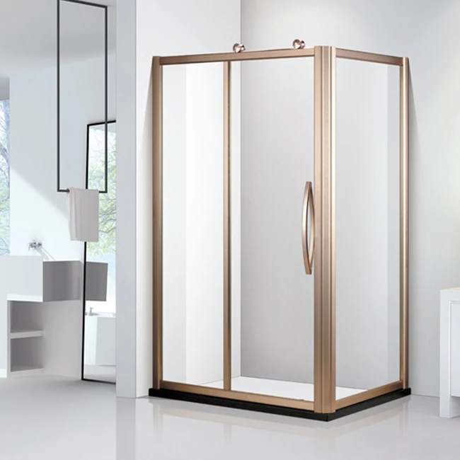 qimei High-end Design Sector Shape Stainless Steel Gold Color Shower Enclosure