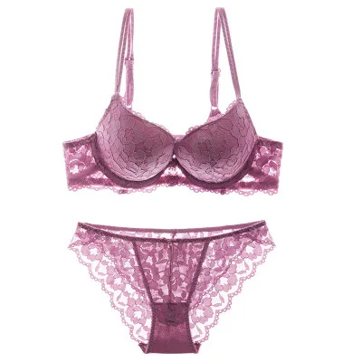 

European and American sexy transparent lace underwear bra comfortable and breathable ladies bra set