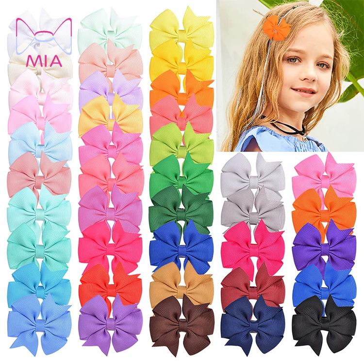 

MIA free shipping 40 color 2 inch solid color ribbon fishtail hair bow full lined hairpin children's hair accessories 388