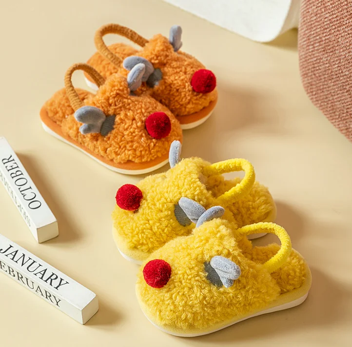 

Winter indoor boys and girls cartoon home children's cotton slippers children's slippers baby cute cotton slippers warm shoes, White, yellow, pink, orange, blue