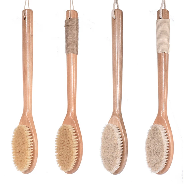 

Spot pig horse mane bristles long handle brush bath massage brush, Wood