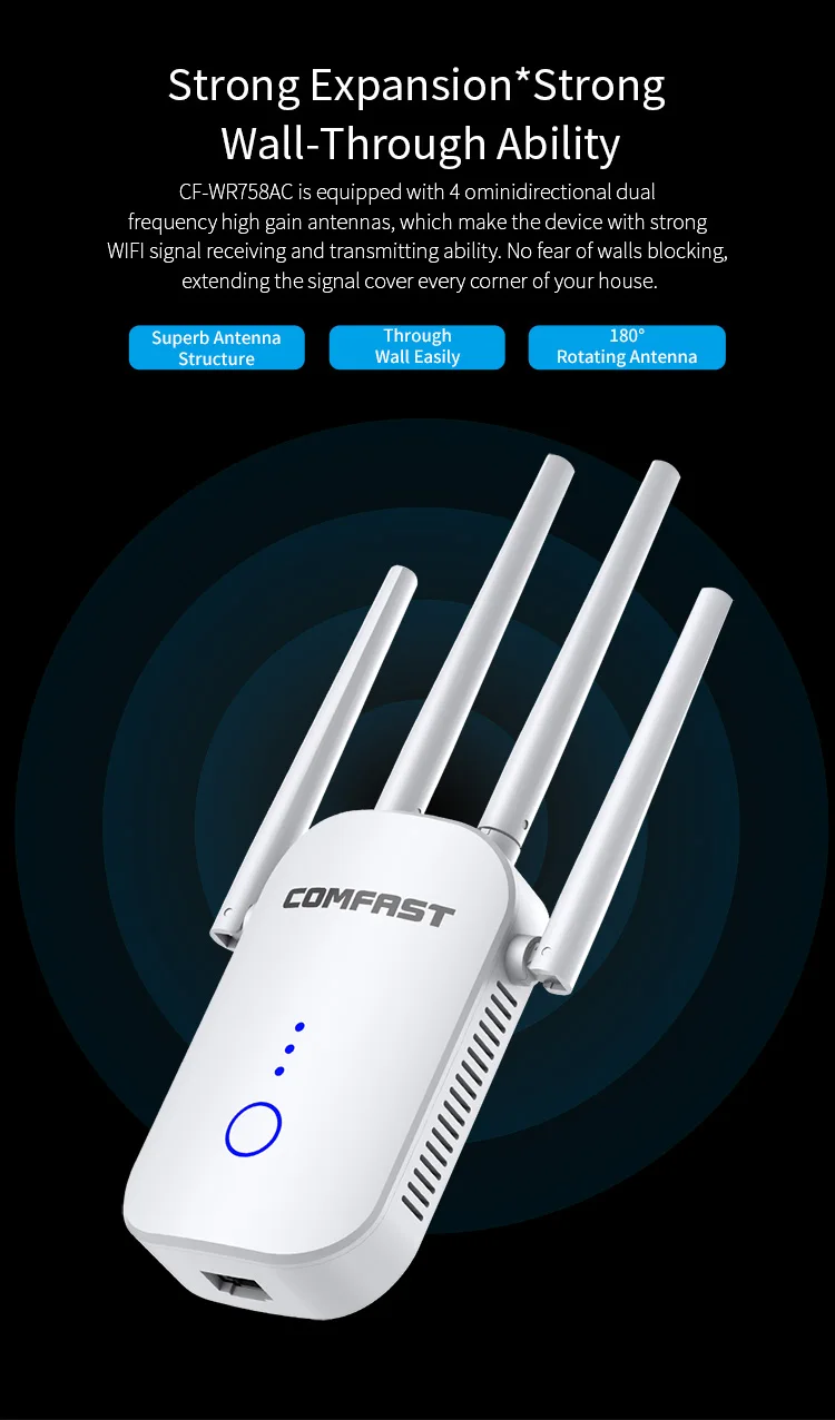 Comfast 1200mbps Dual Band Wifi Indoor Signal Amplifier Wifi Repetidor ...