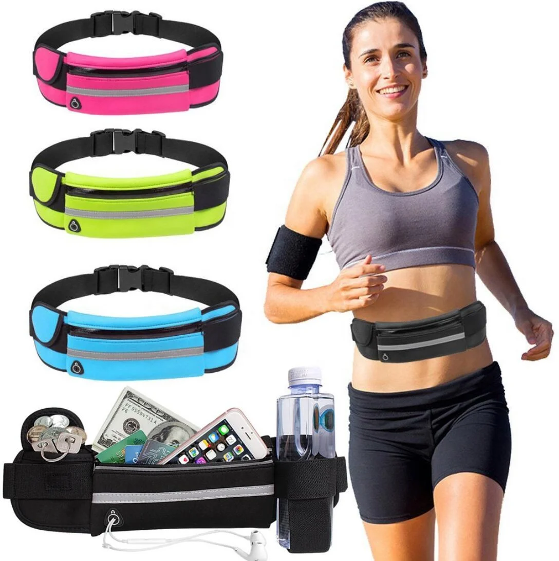 

2021 New Arrival Multi-functional Outdoor Fitness Running Belt Waterproof Anti-theft Running Sport Waist Bag with Bottle Holders