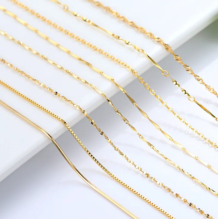 

14k plated copper alloy 18 inches box chain wholesale 1mm necklace