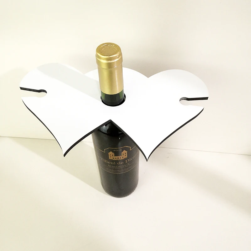 

Heart shape wood wine rack sublimation MDF wine holder blank glass holder