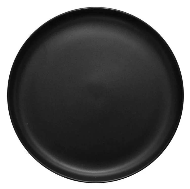 

8inch INS matt black pizza breakfast pasta disc creative tableware ceramic plate for restaurant