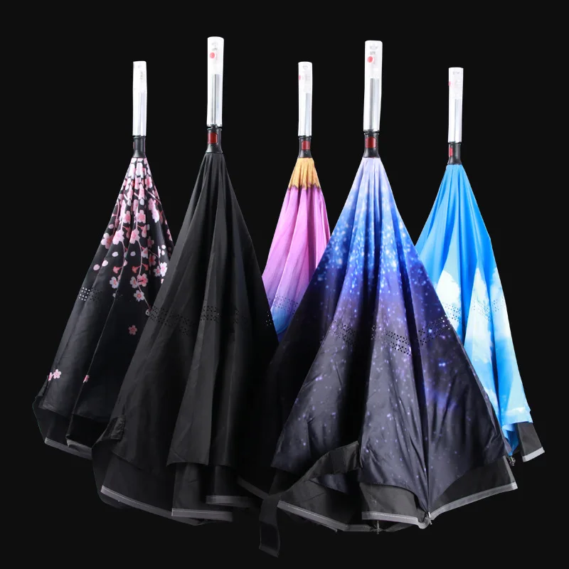The Flashlight Led Handle Sos Light Reflect Invert Reverse Umbrella With Lamp