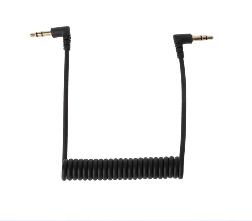 

Free Shipping 90 Degree Right Angled Retractable Spring Coiled 3.5mm Jack Male To Male Stereo Audio AUX Cable For Car AUX