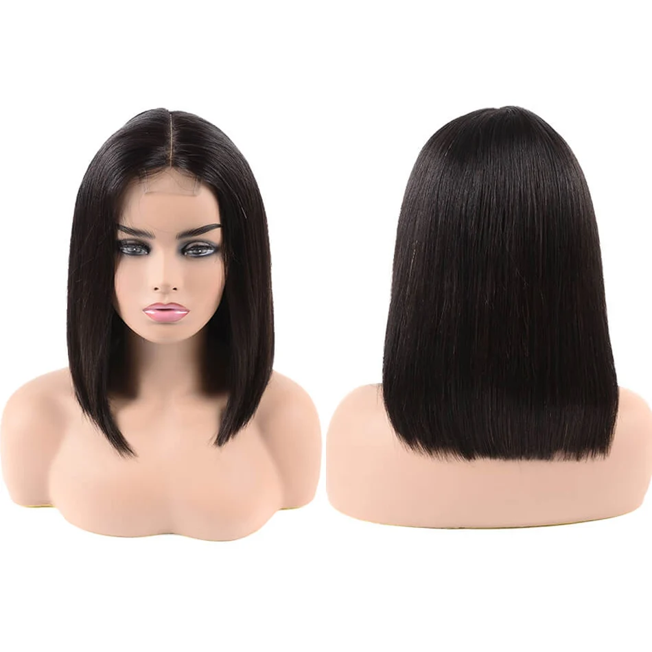 

Lace Wig Raw Cuticle Hat Human Hair Wigs Unprocessed Straight Short Bob 2x6 Lace Closure Wig Addictive Tuneful 100% Human Hair