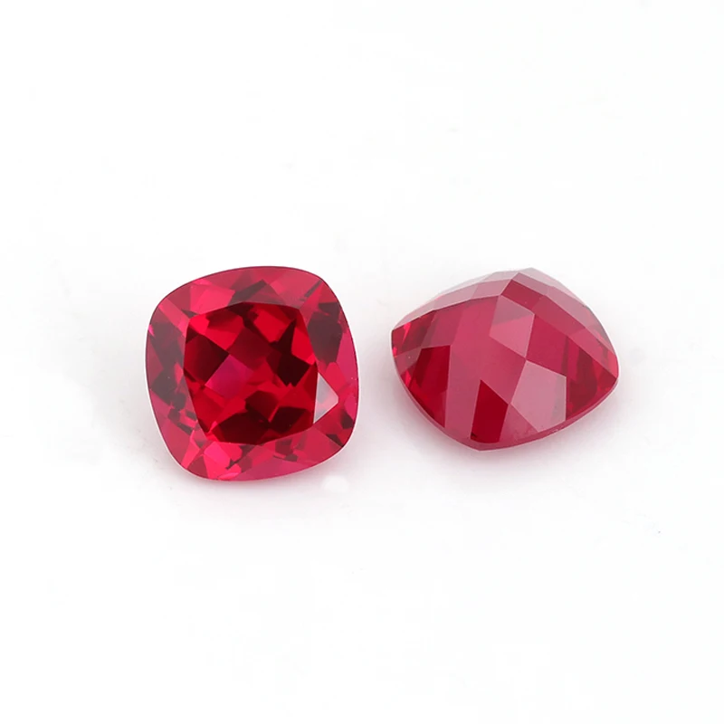 

Wholesale Lab Grown Ruby 5# Corundum Cushion Cut 8x8mm Natural bottom Synthetic ruby gemstone for Earring, 3# 5# 8#