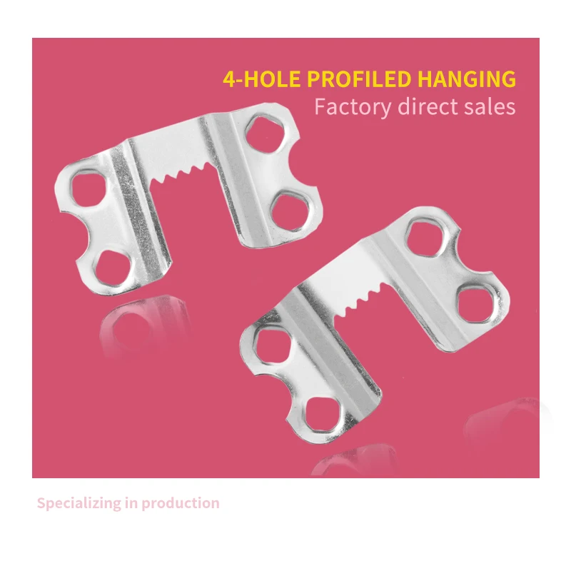 X0909TS K094 Self-Fix Hanging Iron Plate with Four Holes Saw Tooth Photo Frame Accessories for Hanging on Hooks