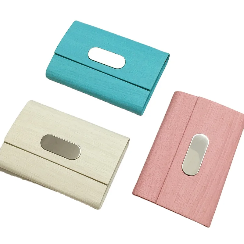 

PINK OEM Logo unique gift PU Leather Business Name Card Holder for Corporate Gift