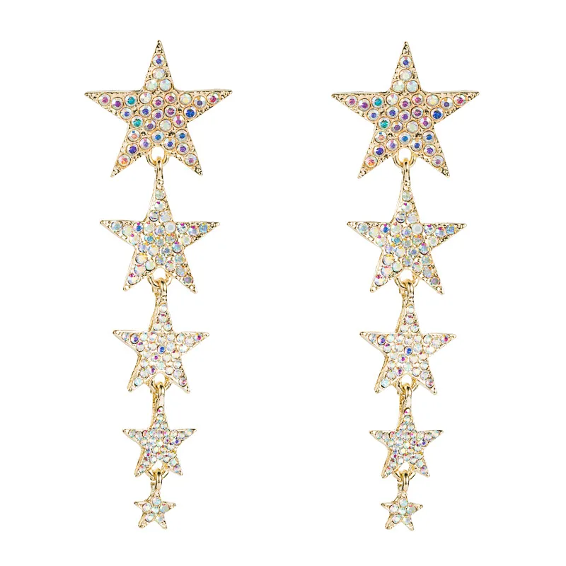 

Female Alloy Claw Chain Five-pointed star Long Tassel Earrings
