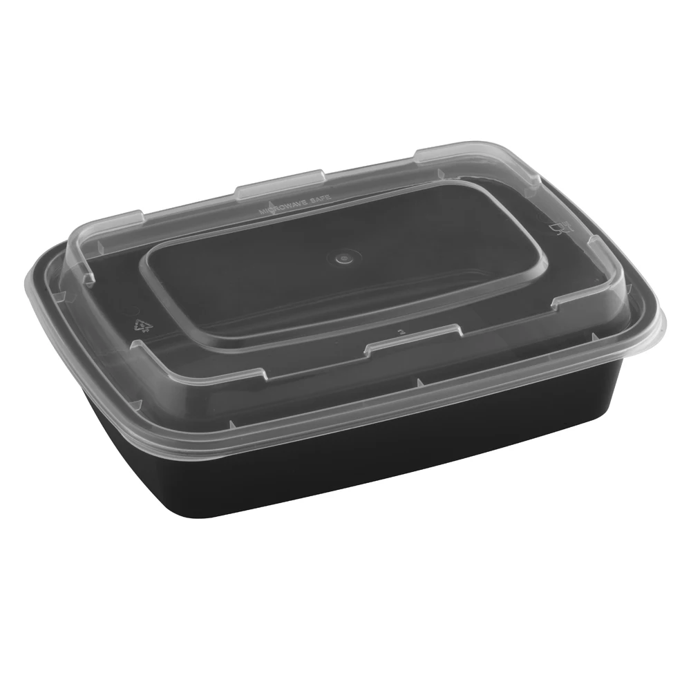 

24 oz plastic houseware disposable take away storage meal prep containers with lids for food, Base:black, lid:clear or customized