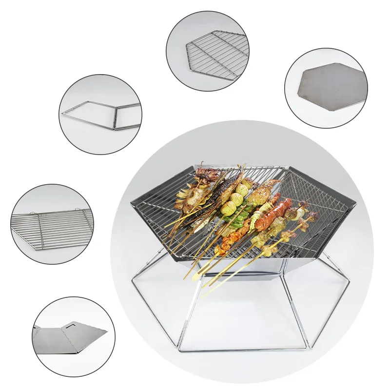 

Foldable And Portable take away Charcoal Grill Outdoor camping travel Barbecues BBQ Grill