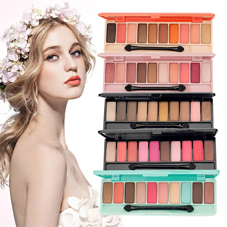 

10 colors hot sale eyeshadow palette private label glitter shimmer matte cosmetics eyeshadow palette waterproof sweat proof, Nature 10 colors