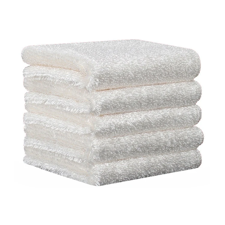 

A1014 Bamboo Fiber Dishcloth Anti Grease Dish Washing Towel Kitchen Scouring Pad Cleaning Rags Non-stick Oil Dish Cloth, White color