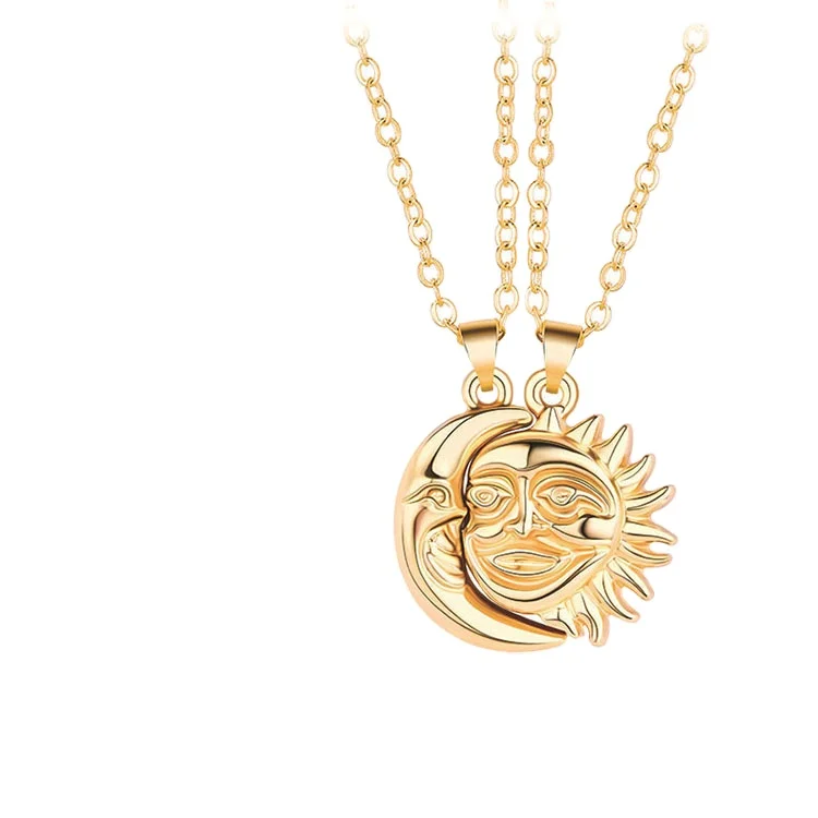 

Valentine Day Necklaces Sun and Moon Pendant magnetic couple necklace