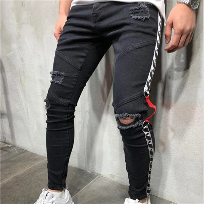 

2021 high quality pants Men's ripped demin pants wholesale, Different colors and support to customized