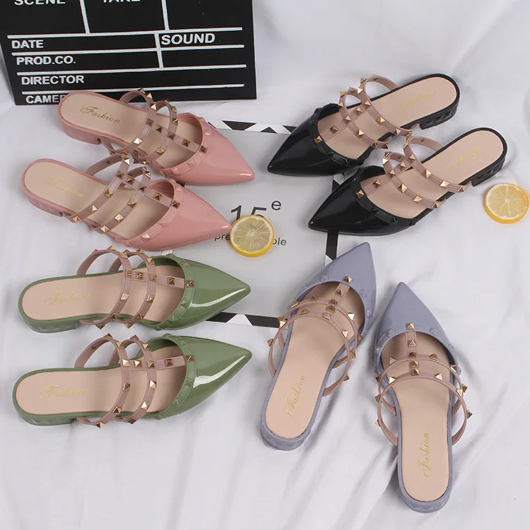 

Fashionable Girls Sandals Stud Women Slippers, As photo