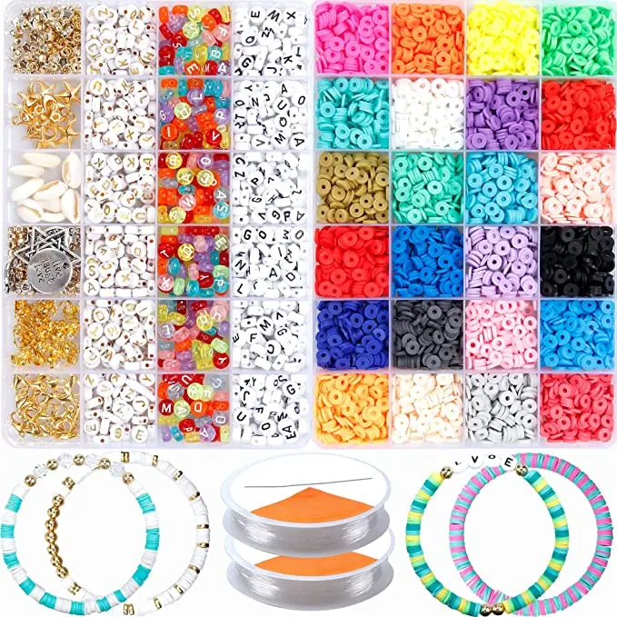 

6000 Pcs Clay Heishi Beads Flat Round Clay Spacer Beads Diy Kit Craft Beading Supplies, Customized color