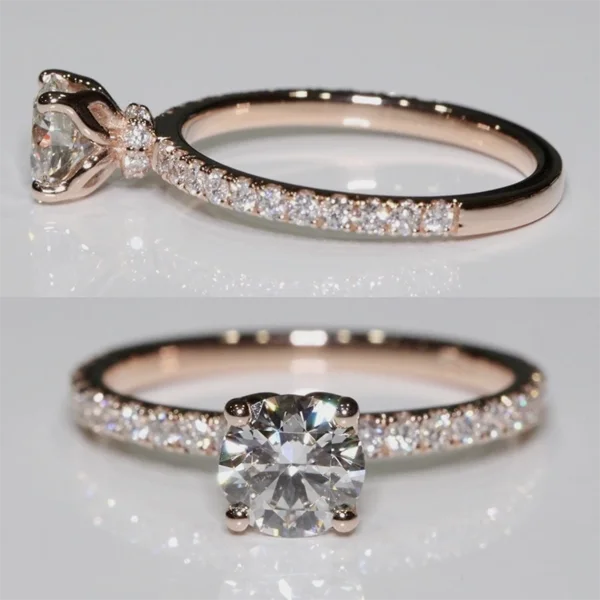 

Gold wedding rings diamond band couple ring for genuine real