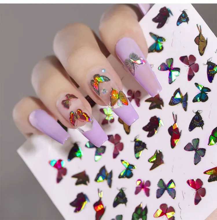 

Nail laser butterfly stickers 3D stickers waterproof cute nail art butterfly stickers