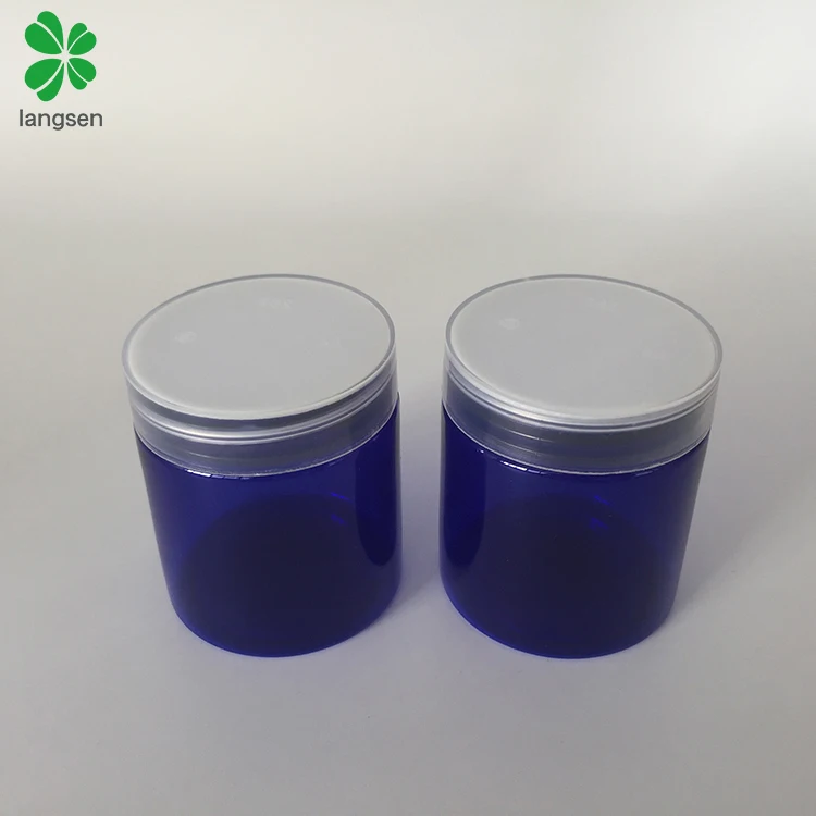 80ml PET blue color cosmetic jar with plastic screw cap