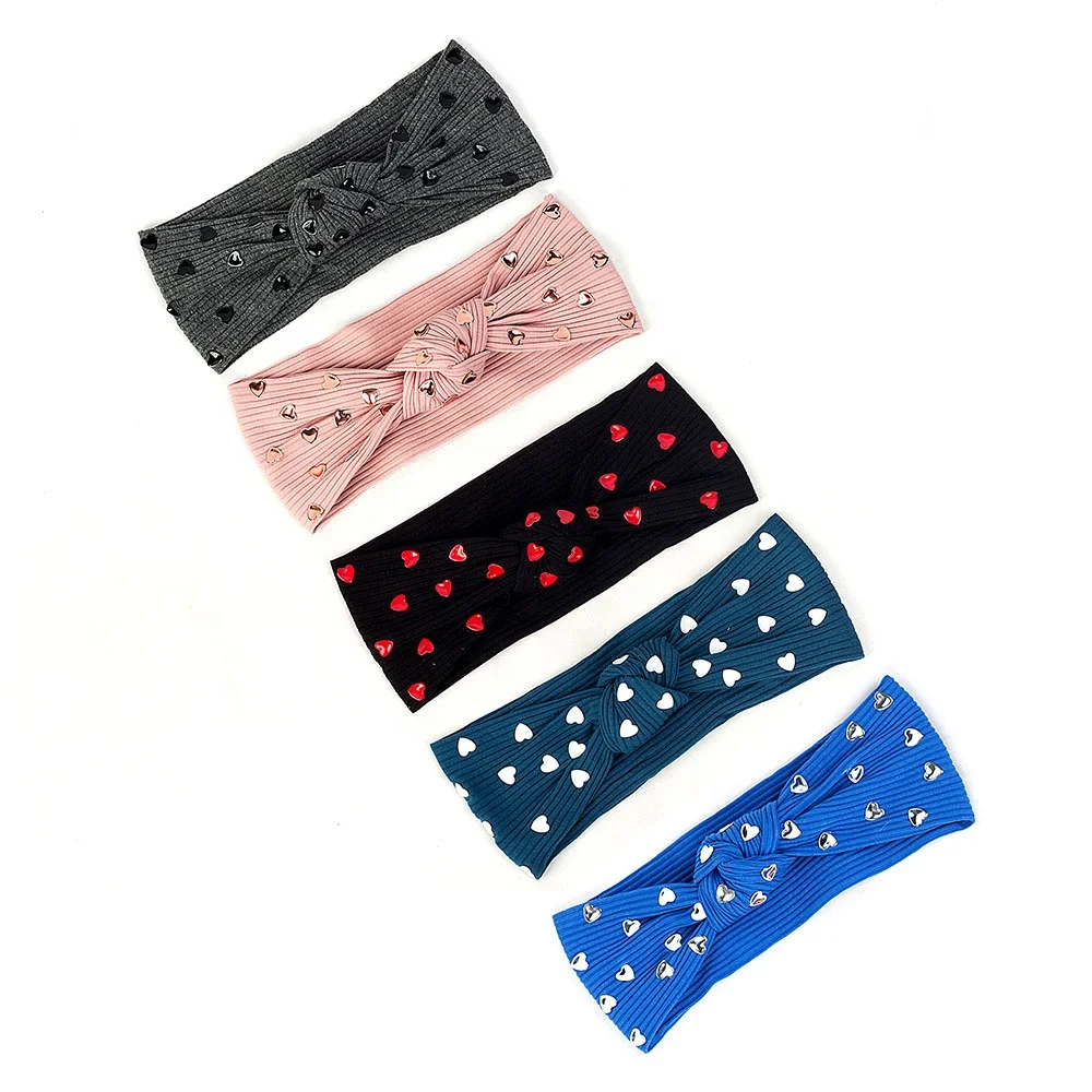 

Cotton Women Twist Ribbed Headband Love Hear Headwear Hair Accessory