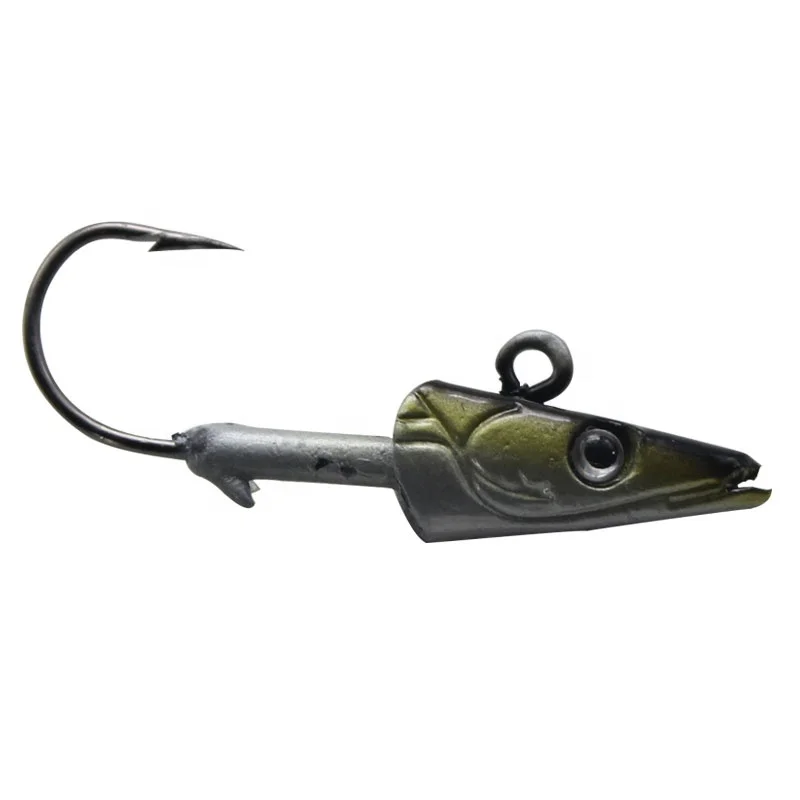 

Super high quality seaside fishing 3D fish eye soft bait jig head lure sharpen fish hook metal jig lead hook, 10 colors