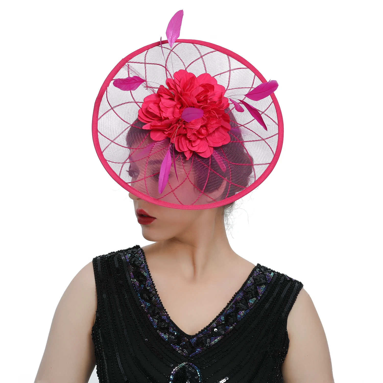 

Masquerade Fascinator Hats Fashion Sinamay Church Hat Wedding Hair Accessories Sun Hat for Women ladies