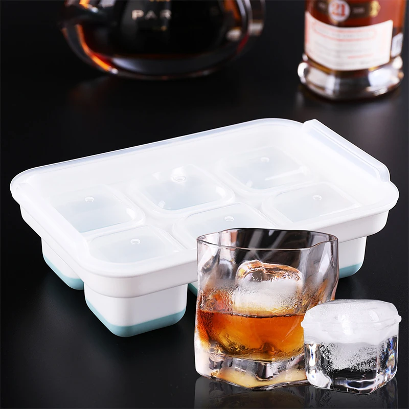 

Large Size Silicone 1 Pack 6 Ice Cube Molds with Removable Lids Reusable and BPA Free for Whiskey, Cocktail