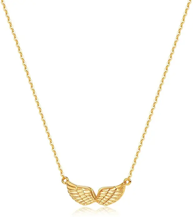 

angel wing amulet necklace for Her, Gold