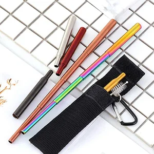 Image of Amazon telescopic reusable straw, collapsible foldable drinking metal straw