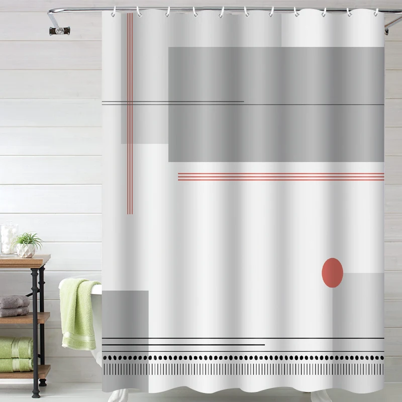 

Nordic style ready stocked waterproof bathroom custom printed high quality polyester shower curtain, Customized color