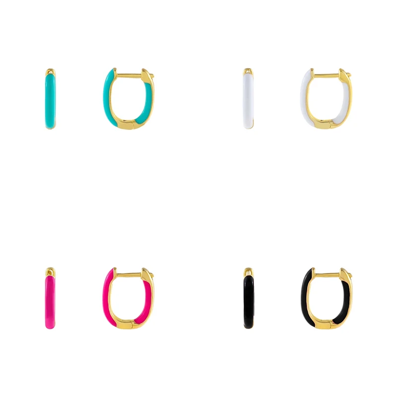 

New ROXI Brass jewelry round trendy simple style Enamel hoop earrings jewelry for women 2021, Multi