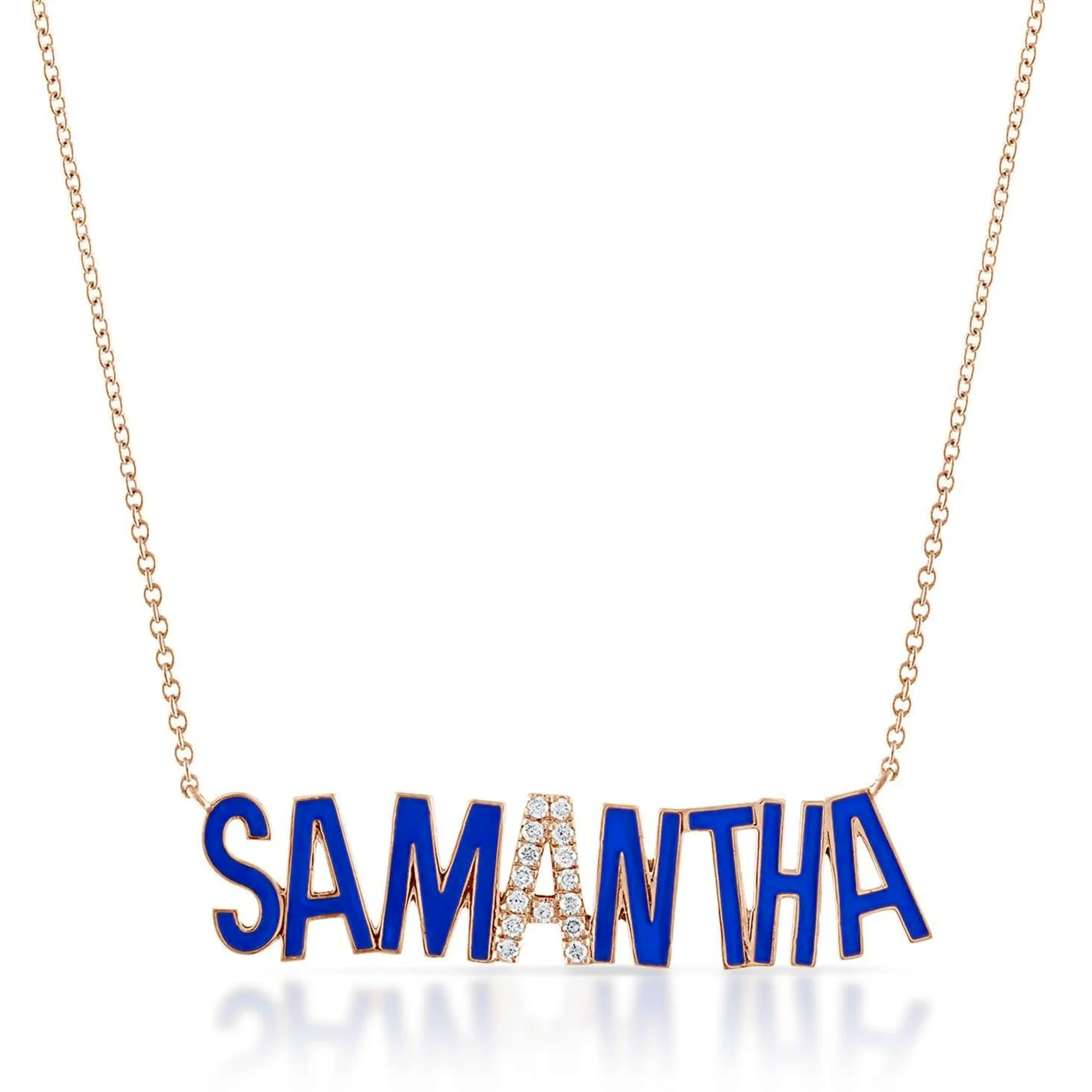 

Hot Sale Personalized Custom Nameplate Zirconia Necklace For Women Gift Stainless Steel Jewelry Custom Name Enamel Necklace, Customized color