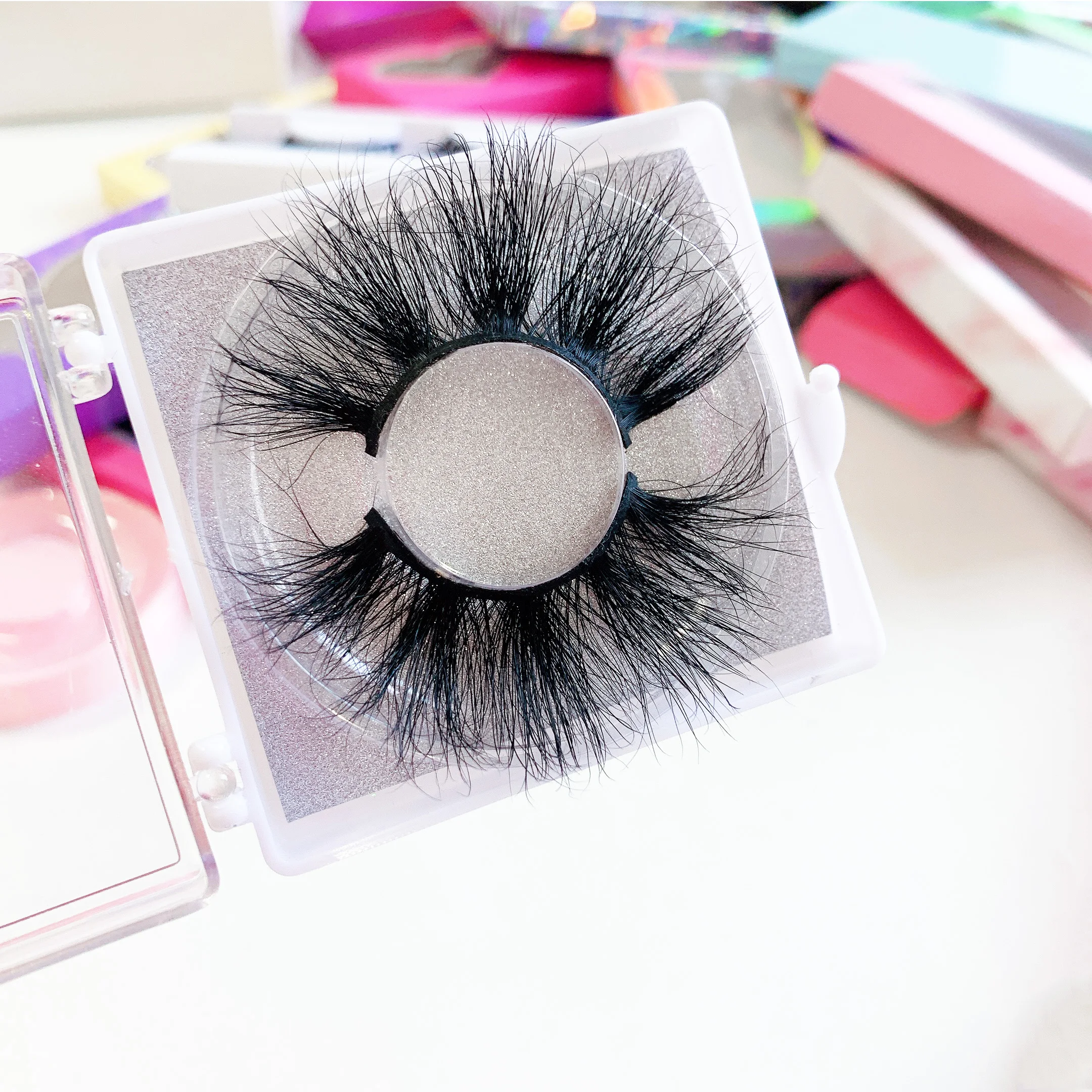 

eyelash vendor customized boxes lashes3d mink wholesale vendor 25mm luxury, Black color