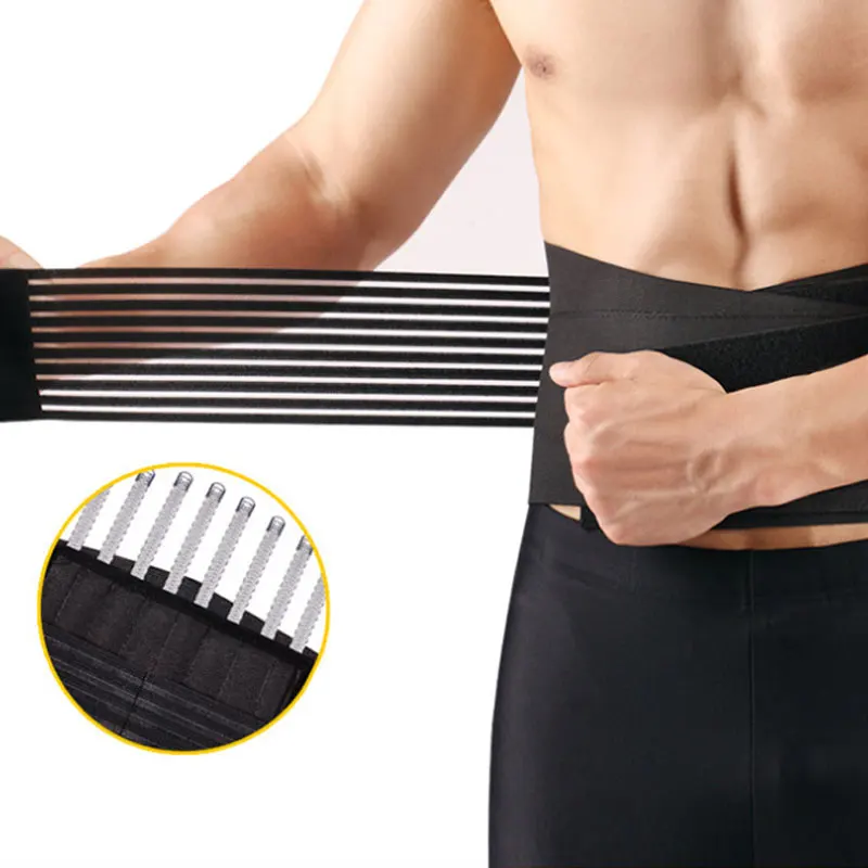 

High Quality Lumbar Back Support Straps Back Waist Trimmer Support Belt, Black