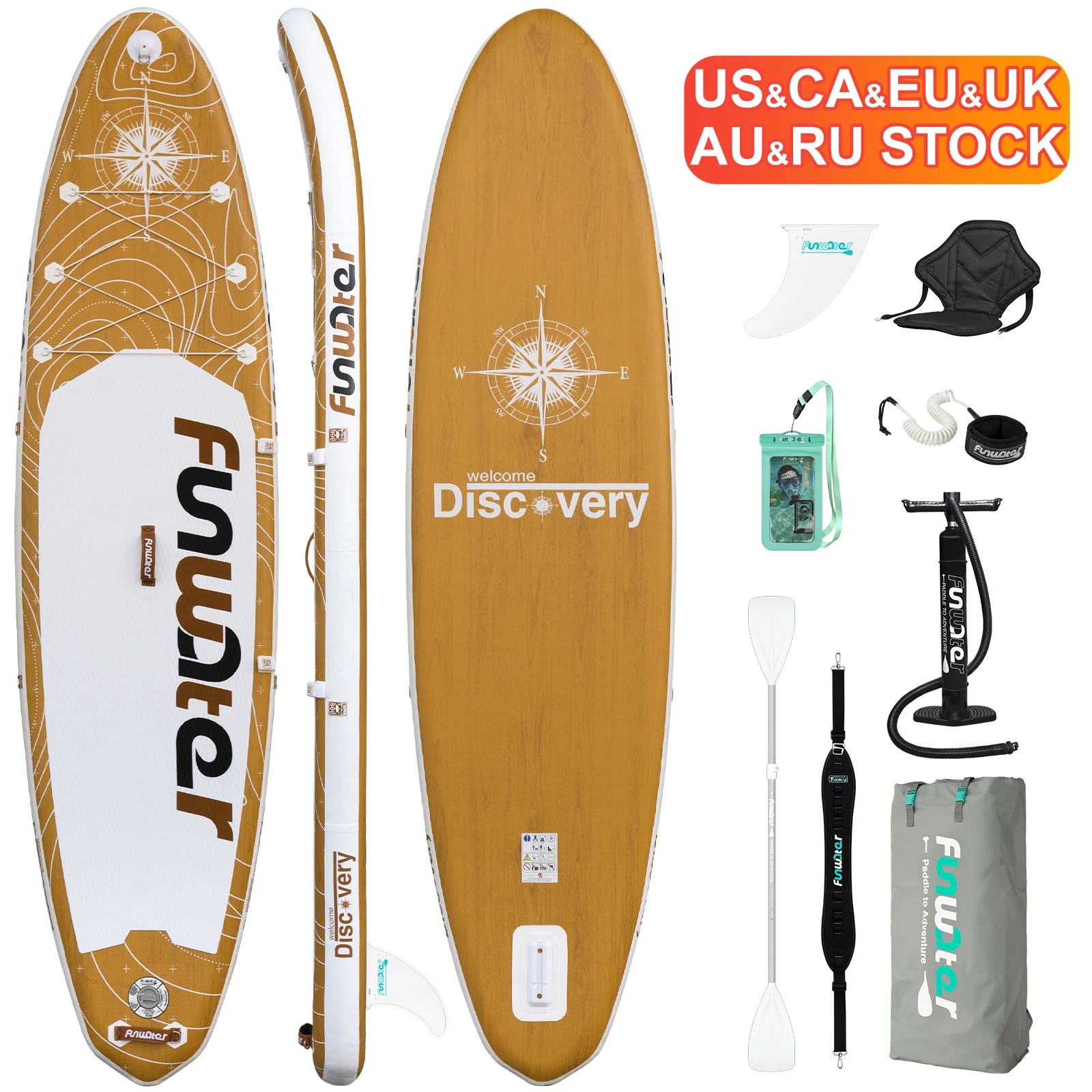 

FUNWATER Dropshipping OEM wood stand up paddlesurf paddle sup inflatable stand up paddleboards tabla de sup wooden paddle board