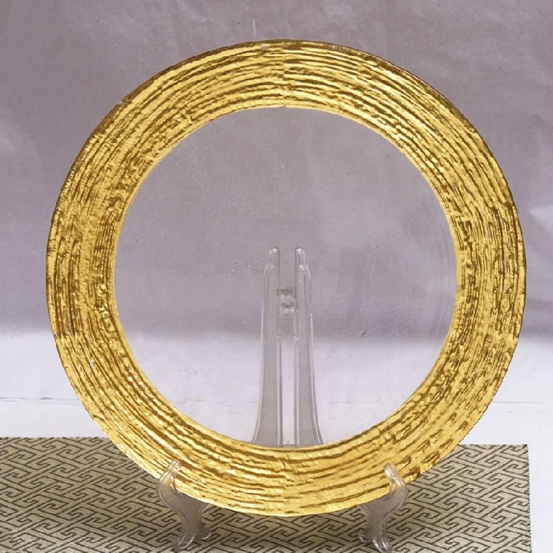 

Clear Glass Plate Chargers with Golden Rim Wedding Decorative Dinnerware, Picture
