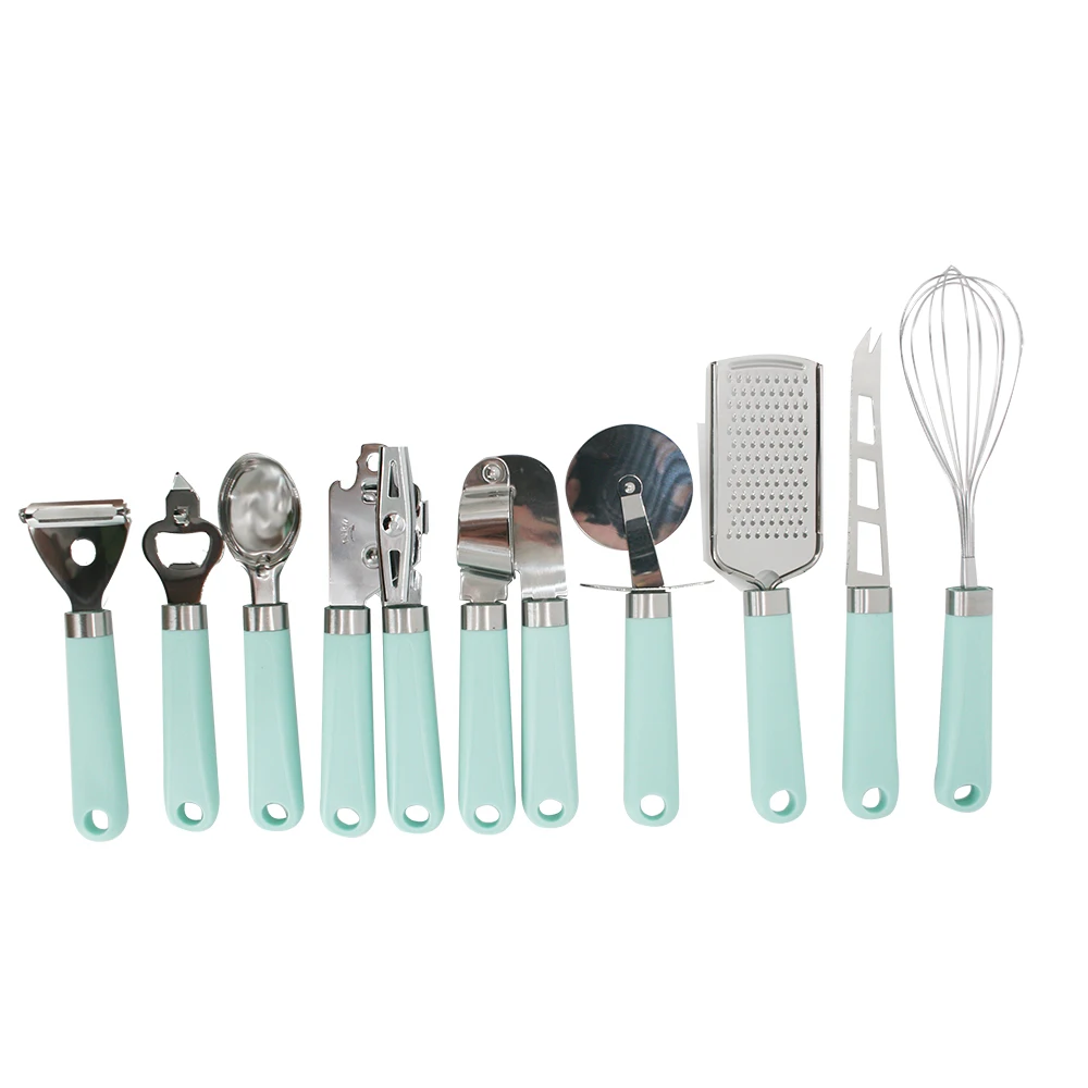 

High Quality 9pcs Kitchen Tools set combination stainless steel sharp kitchen tool set for cooking, Light blue