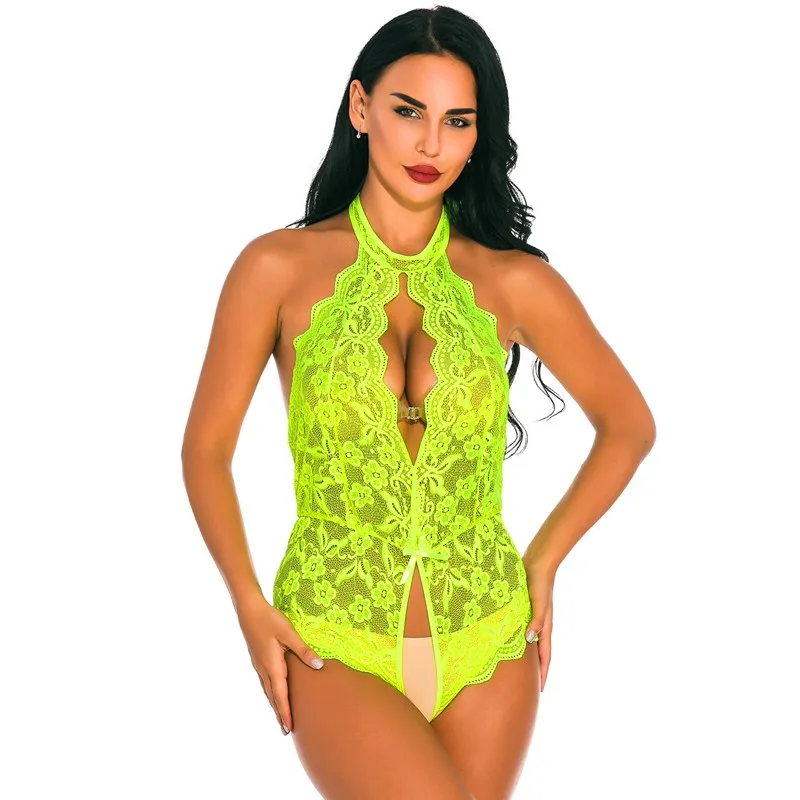 

New Sexy Women Lace Bodysuit Sleepwear S-2XL Plus Size Fashion Lingerie Jumpsuit Ladies Babydoll Underwear Romper