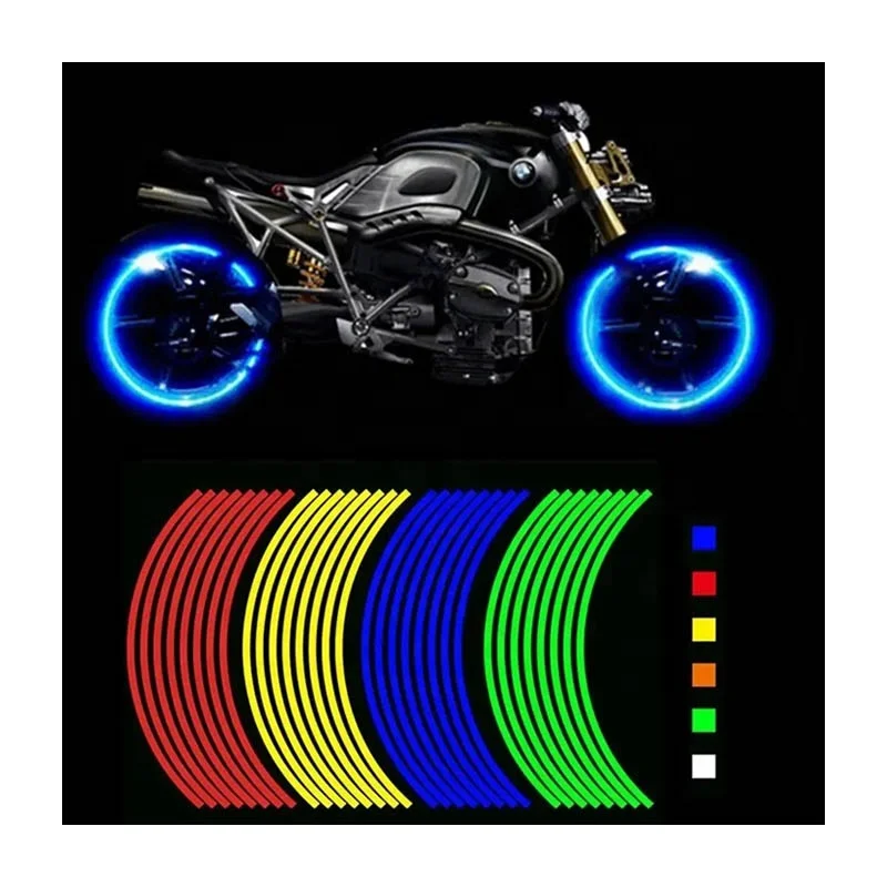 

16PCS Universal Waterproof Motorcycle Wheel Rim Reflective Stickers for 17" 18" Auto Decal Bicycle Street Bike Sport Bike