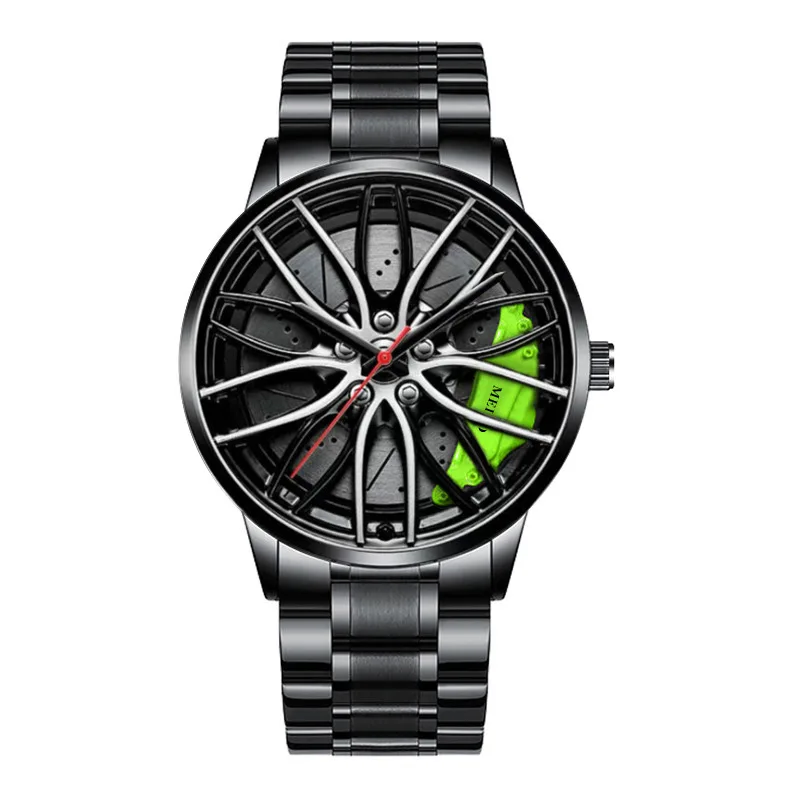 

Men's new cross-border hot christmas style quartz luxury rotating sports car wheel luminous business watch, 4 colors