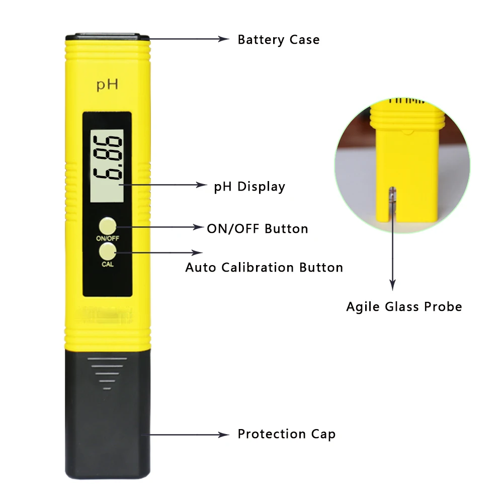 Penguji Ph Meter Penguji Ph Cair,Alat Pengukur Kedataran Air Digital