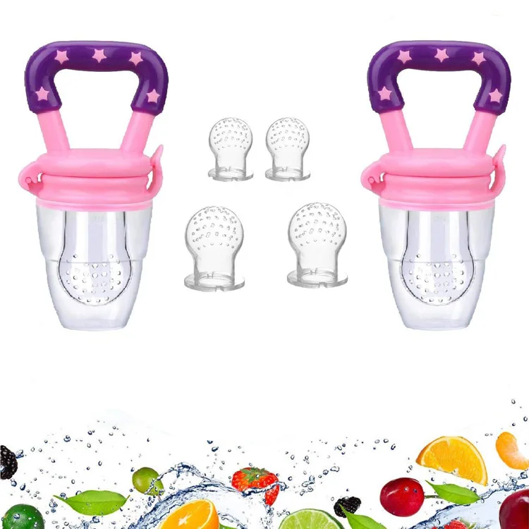 

Baby Food Feeder, Pacifier Fruit- Fresh Silicone Bottle Squeeze Spoon Frozen Fruit Teething Pacifiers Hygienic Cover Newborn